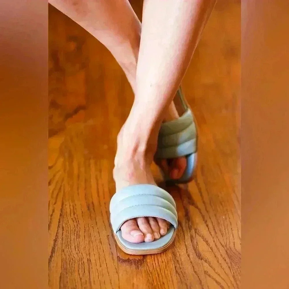 Sage Austin Quilted Faux Leather Slide Sandal